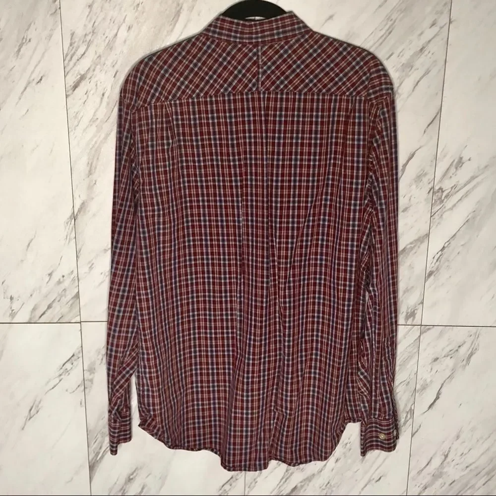 Banana Republic Classic Plaid Poplin Long Sleeve Button-Down Dress Shirt Size M